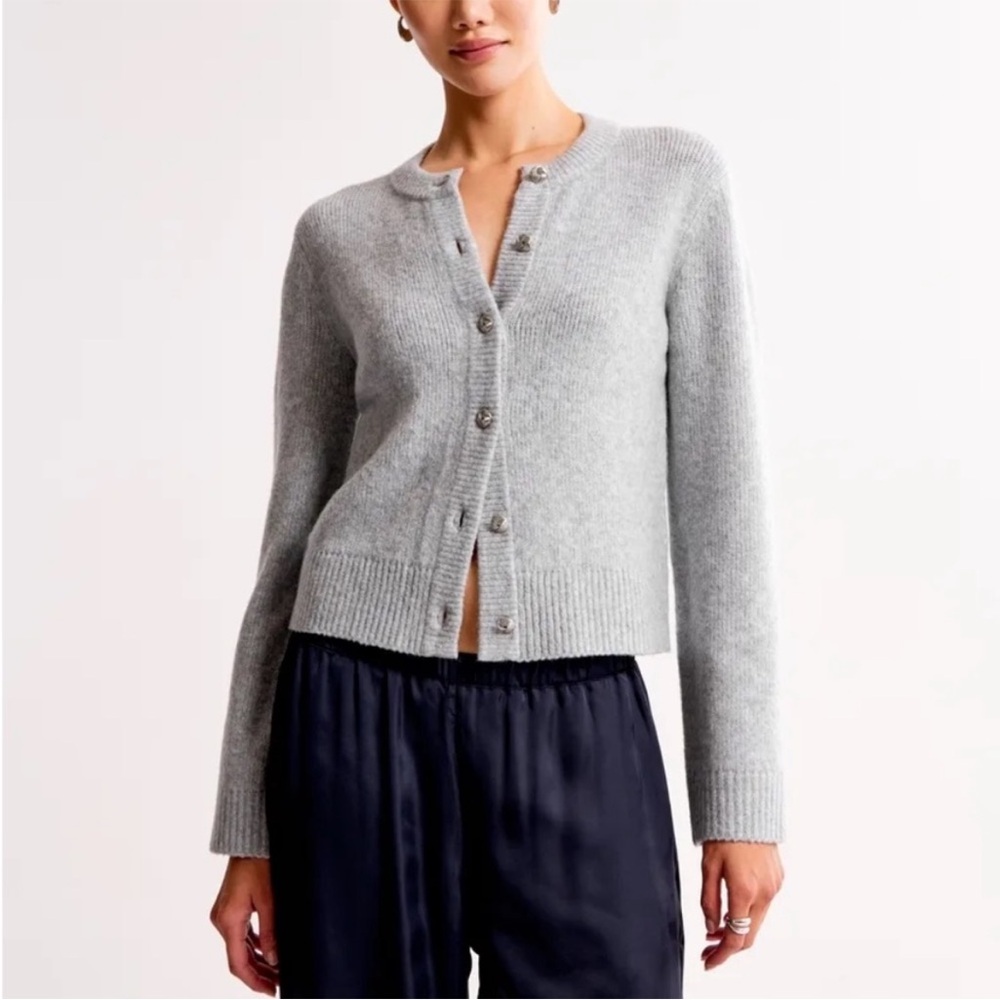Abercrombie Grey Crew Button Cardigan
